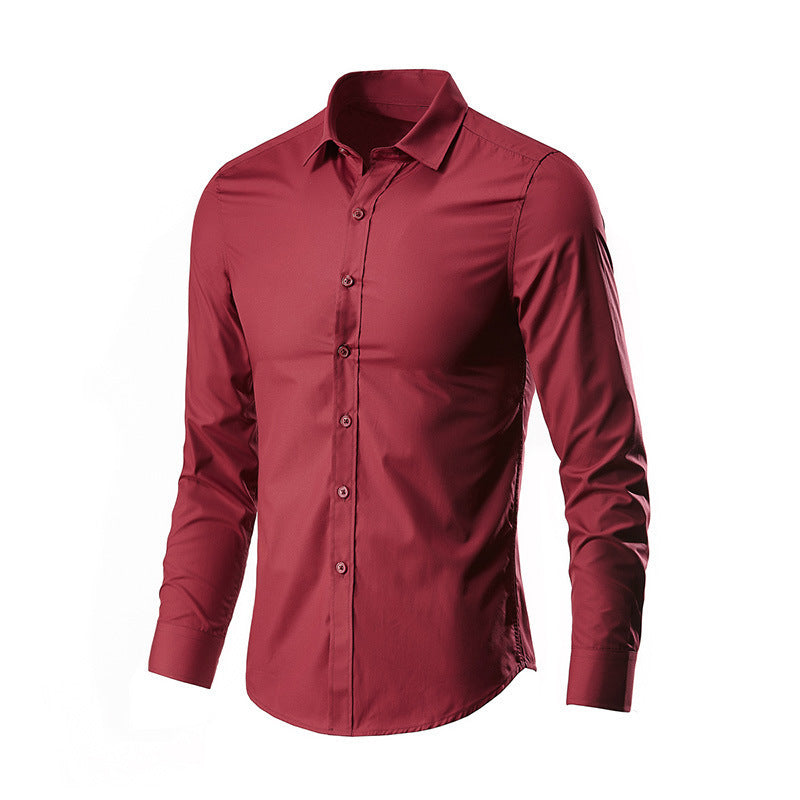Herrskjorta för Höst med Lång Ärms Business Slim Fit och Strykfri Kvalité