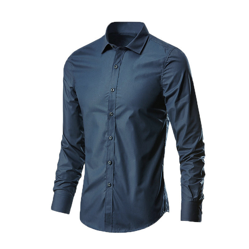 Herrskjorta för Höst med Lång Ärms Business Slim Fit och Strykfri Kvalité
