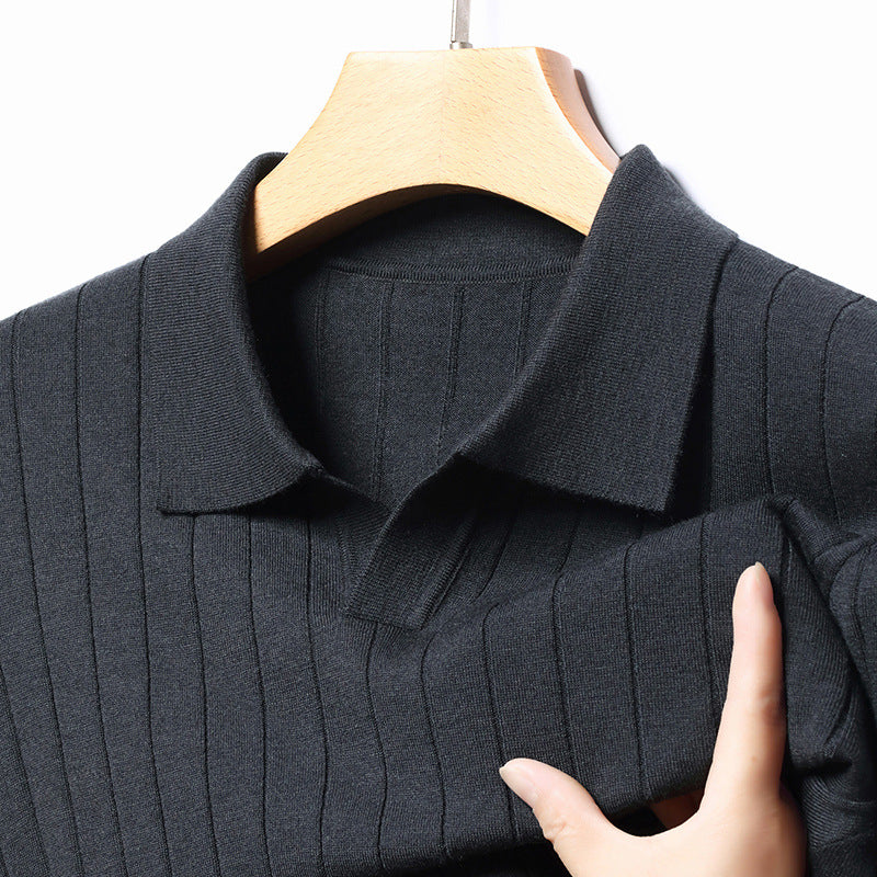 Herrtröja för Höst – Tjockstickad Pullover i Akryl, Polyester och Ullblandning