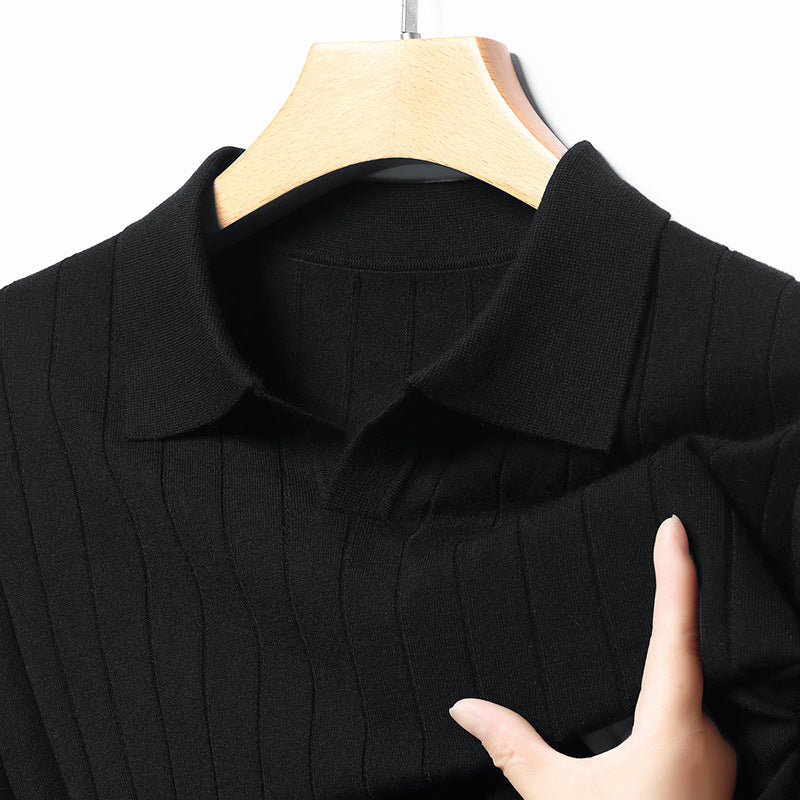 Herrtröja för Höst – Tjockstickad Pullover i Akryl, Polyester och Ullblandning
