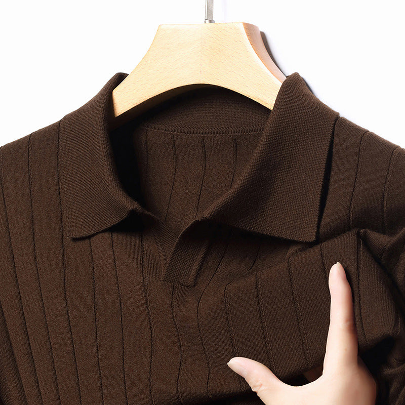 Herrtröja för Höst – Tjockstickad Pullover i Akryl, Polyester och Ullblandning