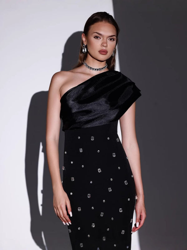 Dam Höst Vinter Aftonklänning Off Shoulder Långärmad Slim Maxi Fit