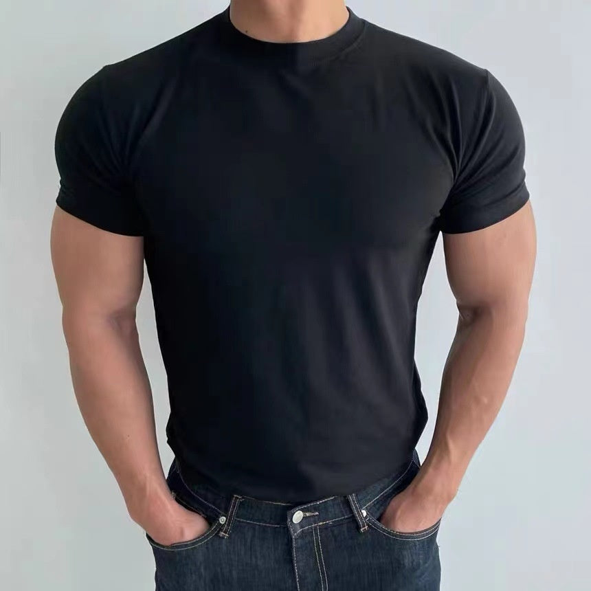 Herr T-shirt Slim Fit Snabbtorkande Kortärmad Lätt och Andningsbart Tyg