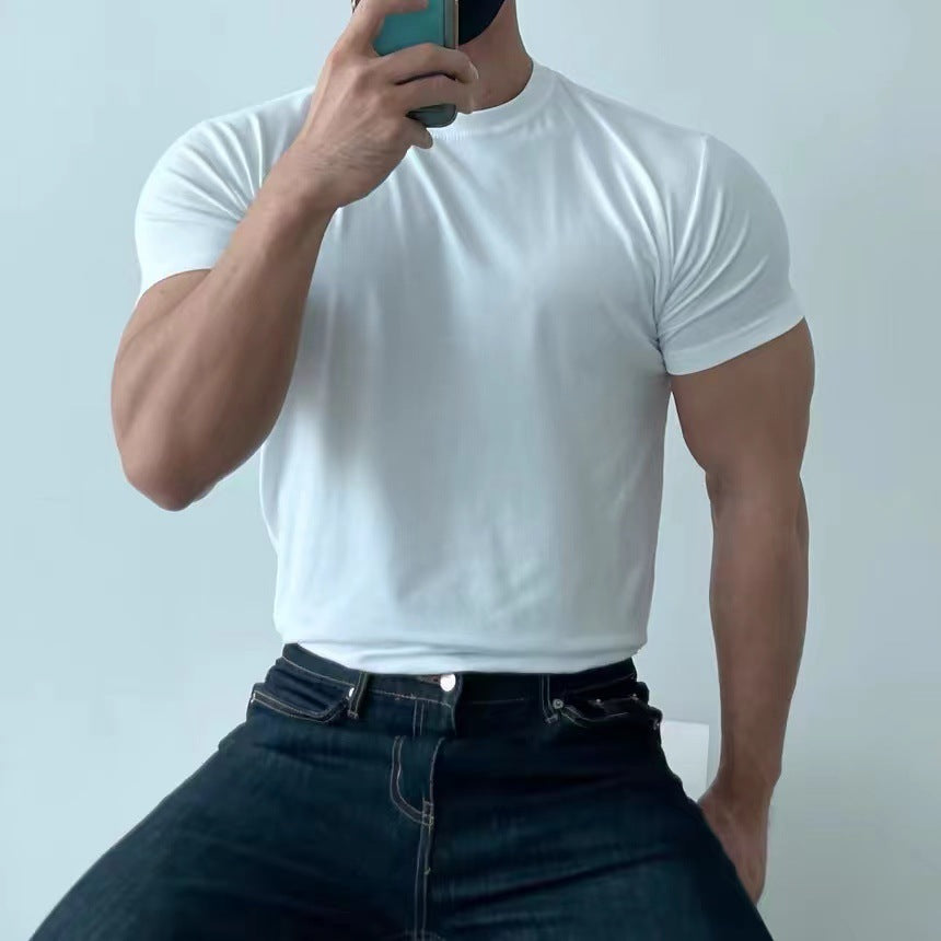 Herr T-shirt Slim Fit Snabbtorkande Kortärmad Lätt och Andningsbart Tyg