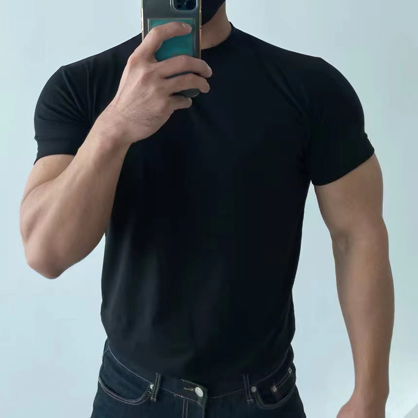 Herr T-shirt Slim Fit Snabbtorkande Kortärmad Lätt och Andningsbart Tyg
