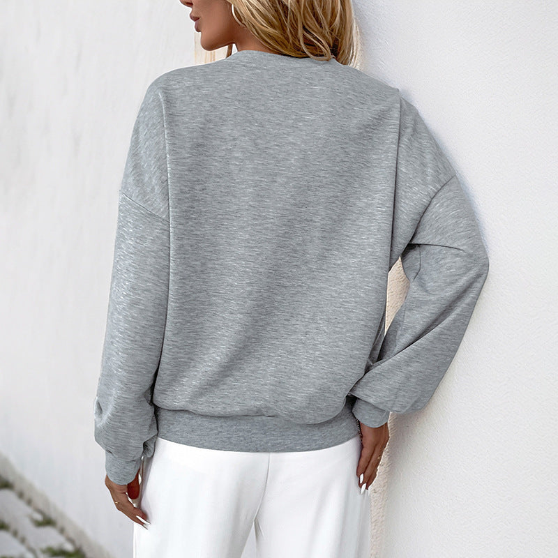 Damstickad tröja Lössittande Hollow Out Långärmad Pullover
