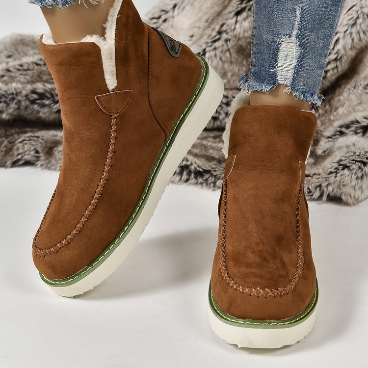 Kvinnors Vinter Kilklack Booties Slip-On Med Rund Tå Låg Skaft 5 CM Klack