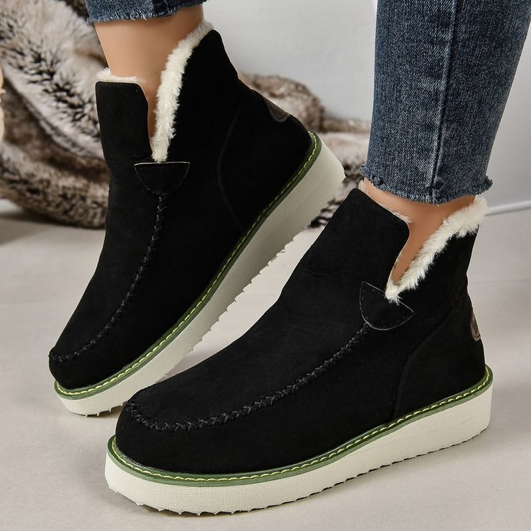 Kvinnors Vinter Kilklack Booties Slip-On Med Rund Tå Låg Skaft 5 CM Klack