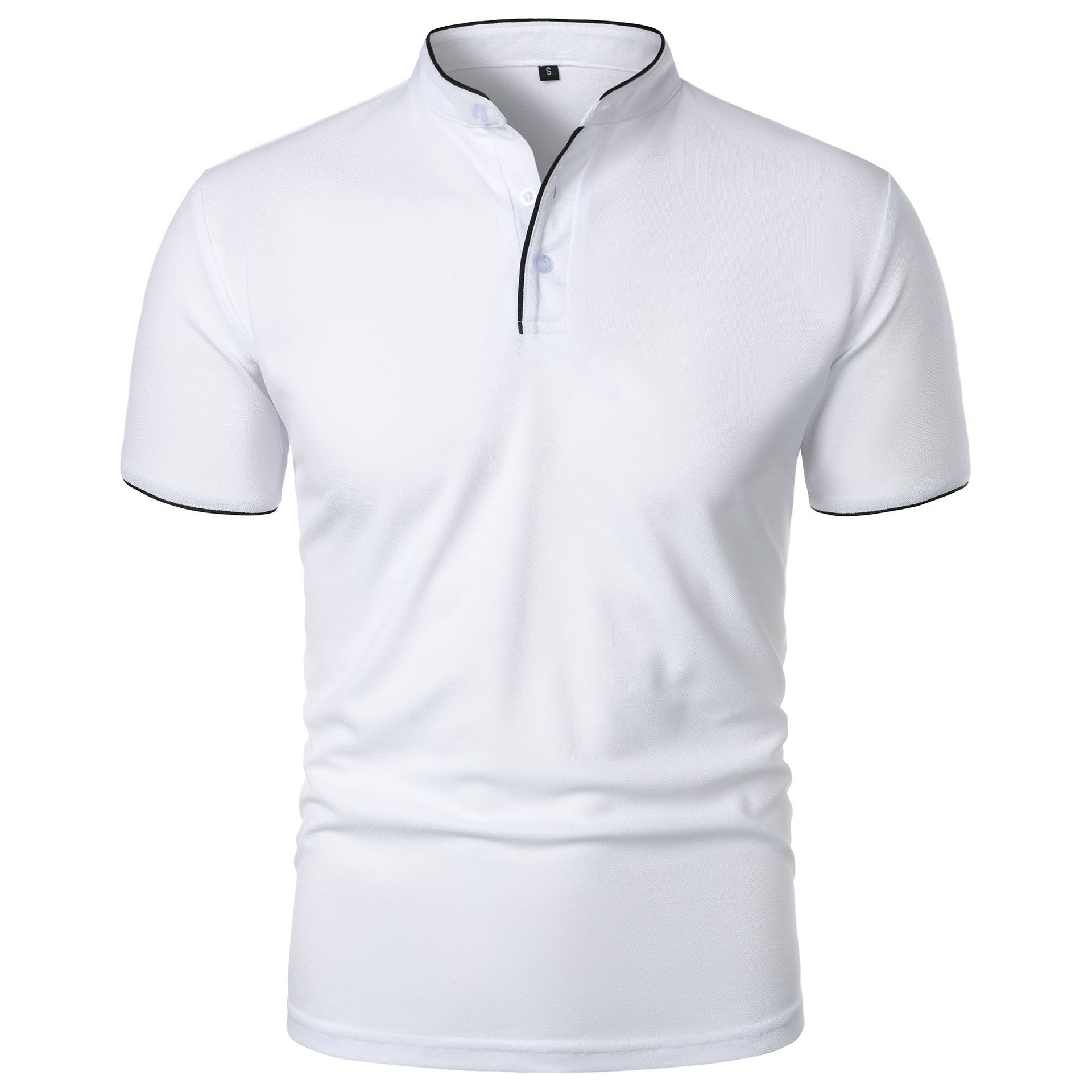 Herr Topp i Slim Fit, Kort Ärms, Pullover, Enfärgad