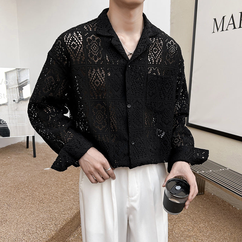 Herrskjorta Med Lös Passform Och Kubansk Krage, Korta Och Långa ÄRmar