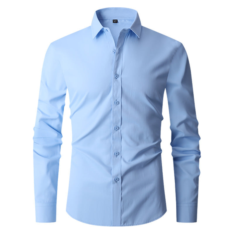 Herrskjorta Med Slim Fit, Långärmad, Vår- Och Höststil, Fyrvägsstretch, Färgblock
