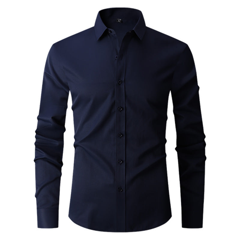 Herrskjorta Med Slim Fit, Långärmad, Vår- Och Höststil, Fyrvägsstretch, Färgblock