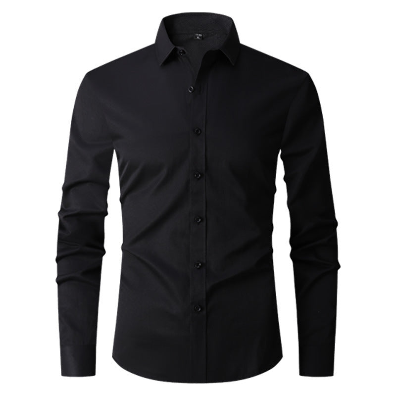 Herrskjorta Med Slim Fit, Långärmad, Vår- Och Höststil, Fyrvägsstretch, Färgblock