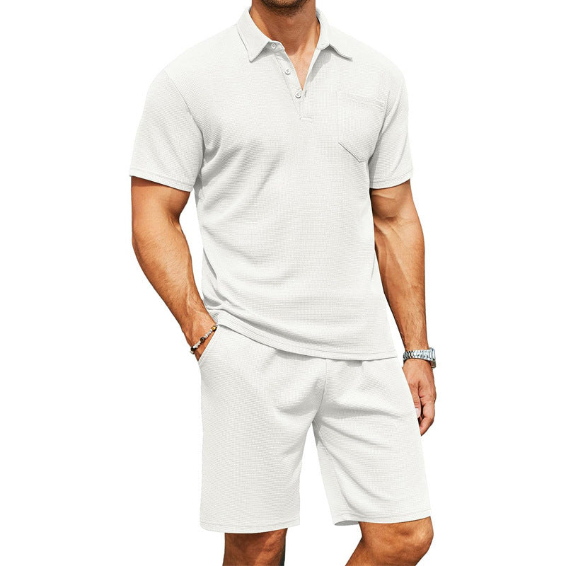 Herr Sommar Kortärmad Pikétröja Slim Fit Kavajkrage