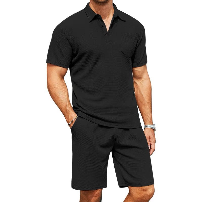 Herr Sommar Kortärmad Pikétröja Slim Fit Kavajkrage