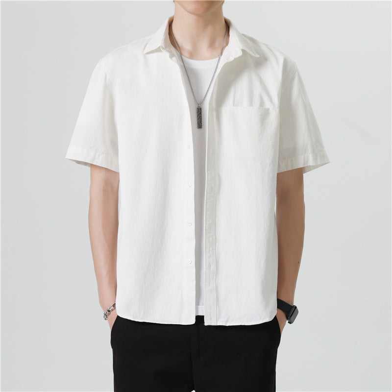 Herr Sommar Kortärmad Skjortjacka Med Knäppning, Lätt Design
