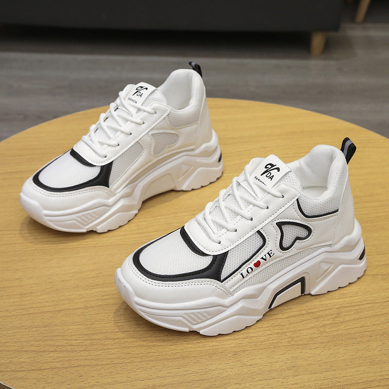 Dam Sneakers för Sommaren med Platåsula, Höjande Sula, PU-Överdel och Gummisula