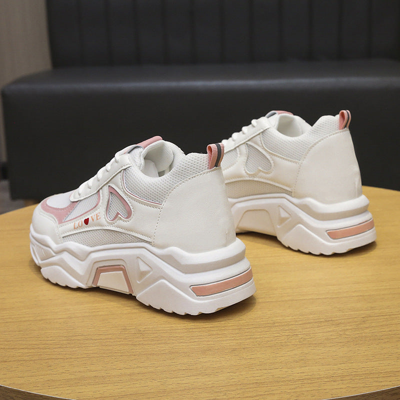 Dam Sneakers för Sommaren med Platåsula, Höjande Sula, PU-Överdel och Gummisula