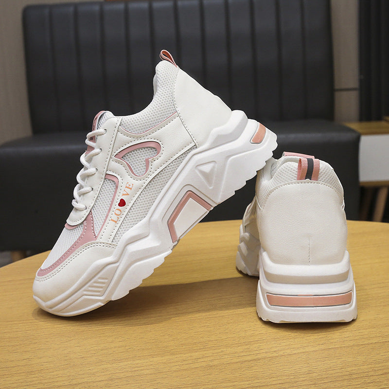 Dam Sneakers för Sommaren med Platåsula, Höjande Sula, PU-Överdel och Gummisula