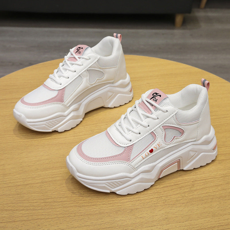 Dam Sneakers för Sommaren med Platåsula, Höjande Sula, PU-Överdel och Gummisula