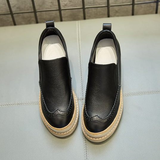 Damskor Med Platåformad Kilform Och Invändig Höjdökning, Ovandel I Kohud Och Sula I Polyuretan