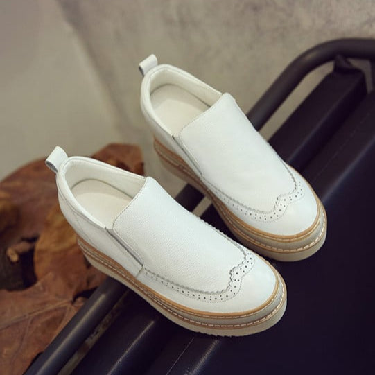 Damskor Med Platåformad Kilform Och Invändig Höjdökning, Ovandel I Kohud Och Sula I Polyuretan