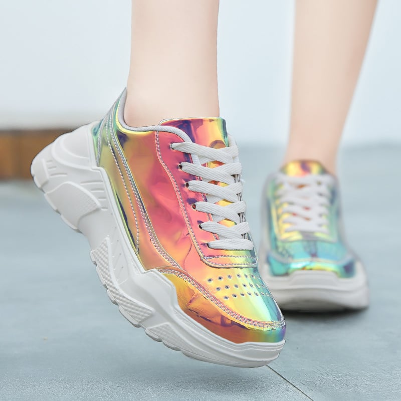 Kvinnors låga sneakers med andningsbar mesh-överdel, EVA-sula och snörning