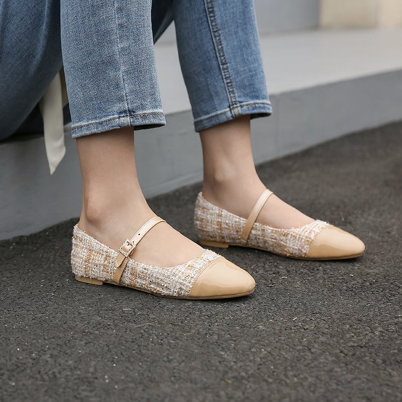 Kvinnors Höstloafers med Fyrkantig Tå, Spänndetalj och Slip-On Design