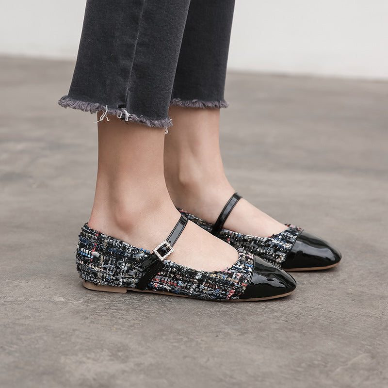 Kvinnors Höstloafers med Fyrkantig Tå, Spänndetalj och Slip-On Design