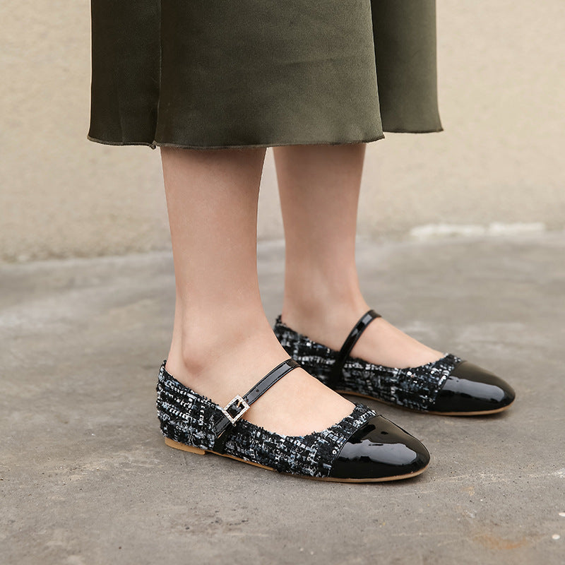 Kvinnors Höstloafers med Fyrkantig Tå, Spänndetalj och Slip-On Design