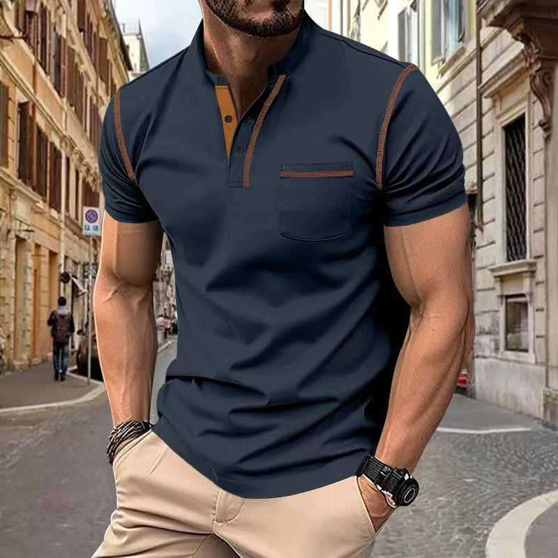 Herrkortärmad pikétröja Slim Fit Snabbtorkande Polyestertopp