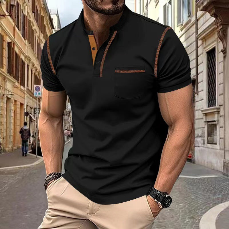 Herrkortärmad pikétröja Slim Fit Snabbtorkande Polyestertopp