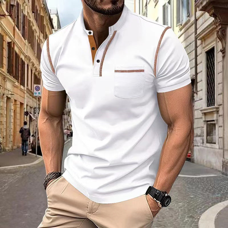 Herrkortärmad pikétröja Slim Fit Snabbtorkande Polyestertopp