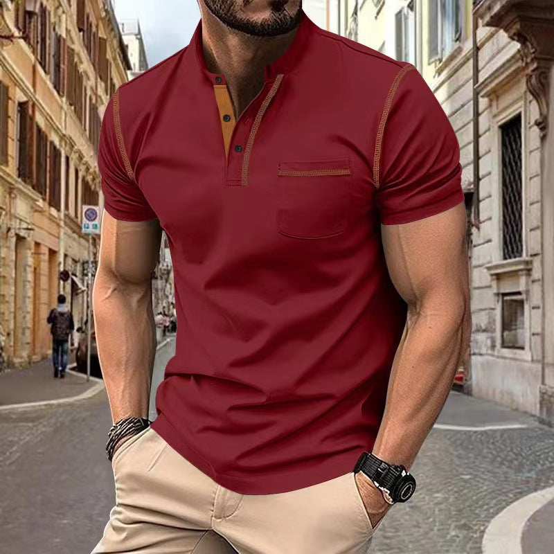 Herrkortärmad pikétröja Slim Fit Snabbtorkande Polyestertopp