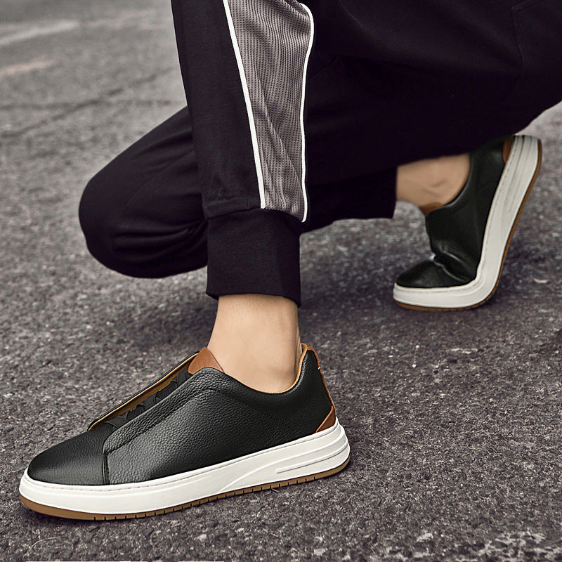 Herr Slip-On Låg Modell Skor Gummisula Handsydda Detaljer