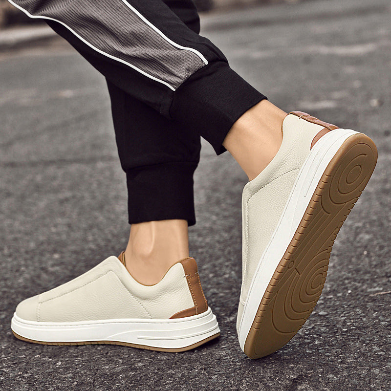 Herr Slip-On Låg Modell Skor Gummisula Handsydda Detaljer