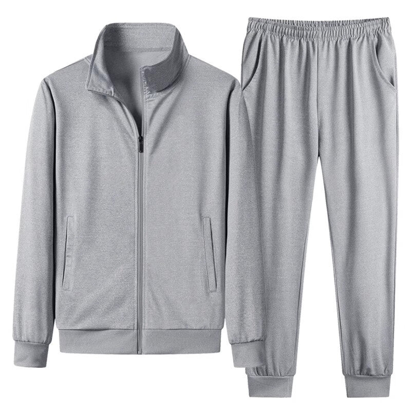 Herr Höst Set med Ståkrage Zip-Up Koftjacka och Joggerbyxor