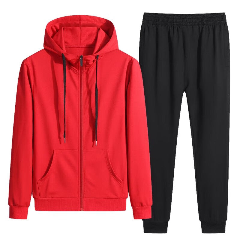 Herr Höst Set med Ståkrage Zip-Up Koftjacka och Joggerbyxor