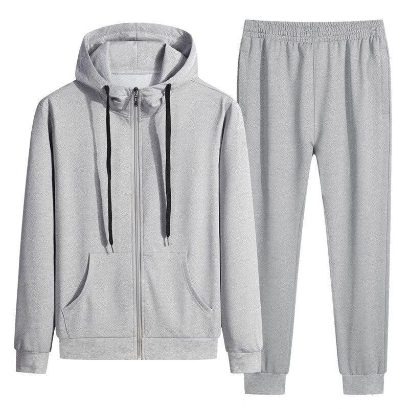 Herr Höst Set med Ståkrage Zip-Up Koftjacka och Joggerbyxor