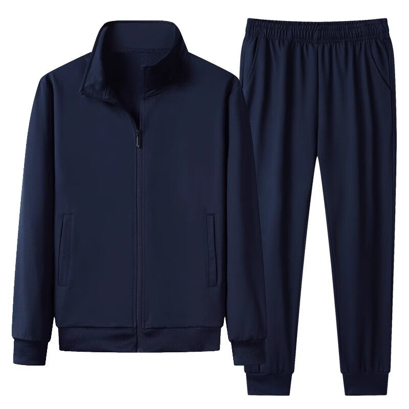 Herr Höst Set med Ståkrage Zip-Up Koftjacka och Joggerbyxor