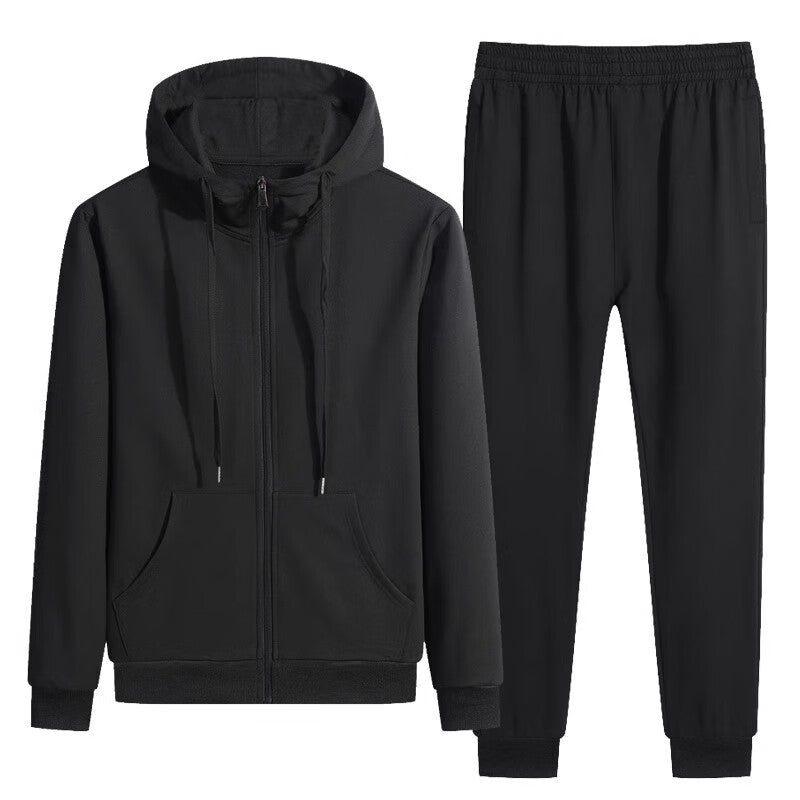 Herr Höst Set med Ståkrage Zip-Up Koftjacka och Joggerbyxor