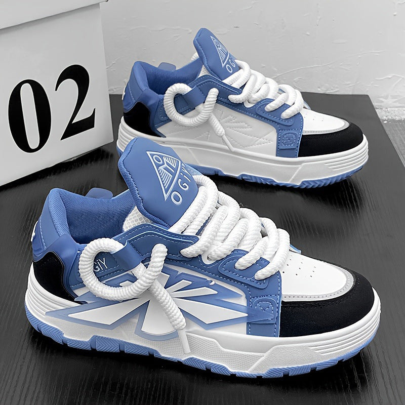 Herrsneakers Med Tjock Gummisula, Nätfoder Och Snörning