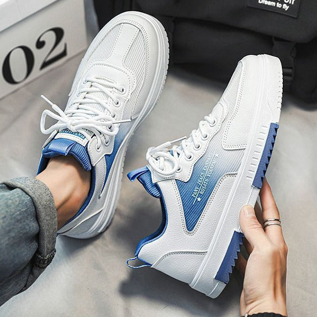 Herrsneakers Med Ventilerande Meshpaneler, Höjdökande Gummisula Och Snörning