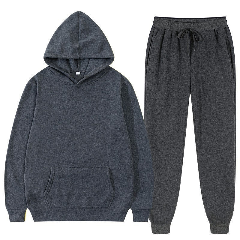 Herr Loose Sweatshirt och Sweatpants Set med Huvtröja, Lång ärm, Fullängd