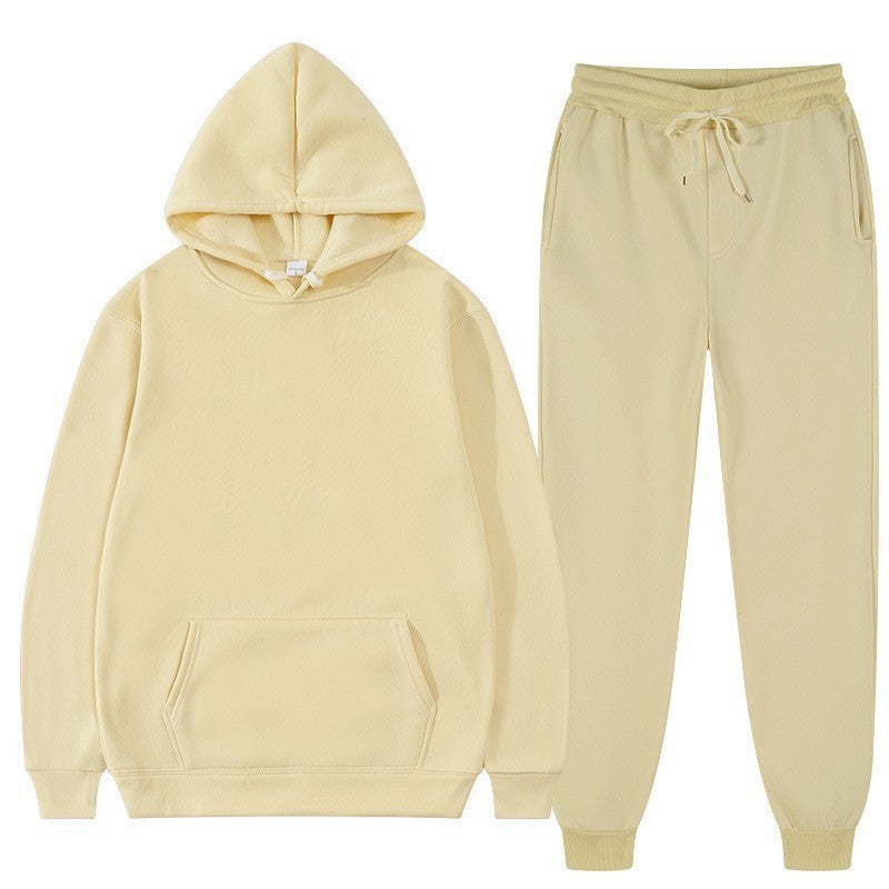 Herr Loose Sweatshirt och Sweatpants Set med Huvtröja, Lång ärm, Fullängd