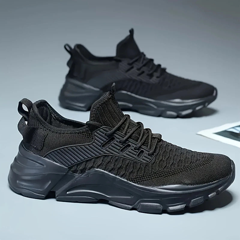 Herr Höstsportssneakers med Andningsbar Mesh-Överdel, EVA-Sula, Flat Klack och Snörning