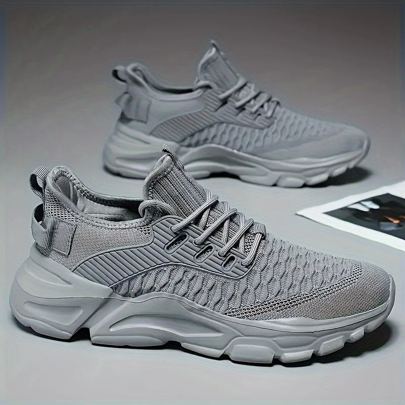 Herr Höstsportssneakers med Andningsbar Mesh-Överdel, EVA-Sula, Flat Klack och Snörning
