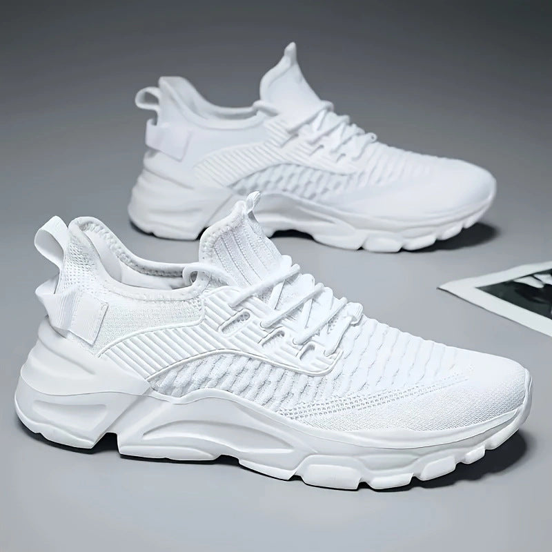 Herr Höstsportssneakers med Andningsbar Mesh-Överdel, EVA-Sula, Flat Klack och Snörning