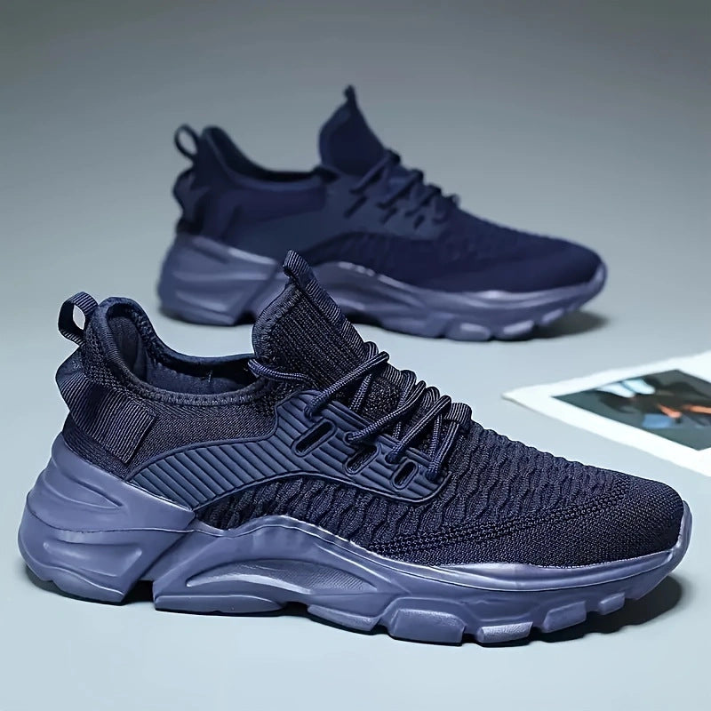 Herr Höstsportssneakers med Andningsbar Mesh-Överdel, EVA-Sula, Flat Klack och Snörning