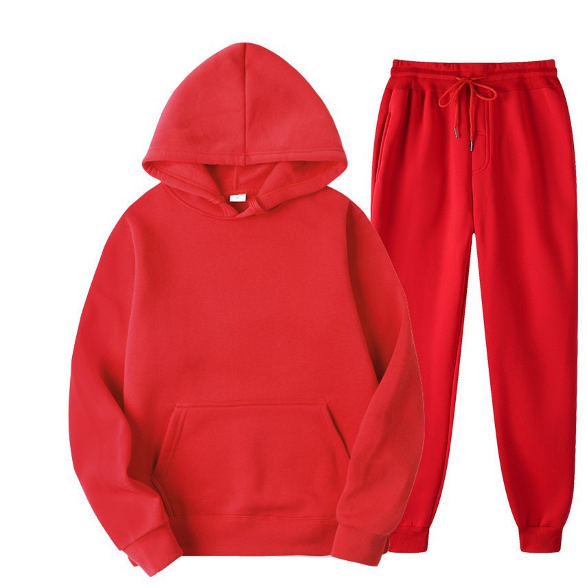 Herr Loose Sweatshirt och Sweatpants Set med Huvtröja, Lång ärm, Fullängd